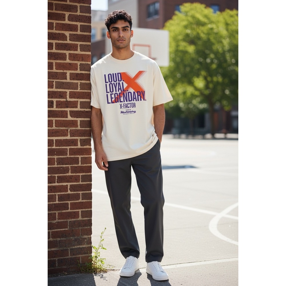 630 AS Colour Phoenix Mercury X-Factor Basketball Graphic Tee Cream Large NEW